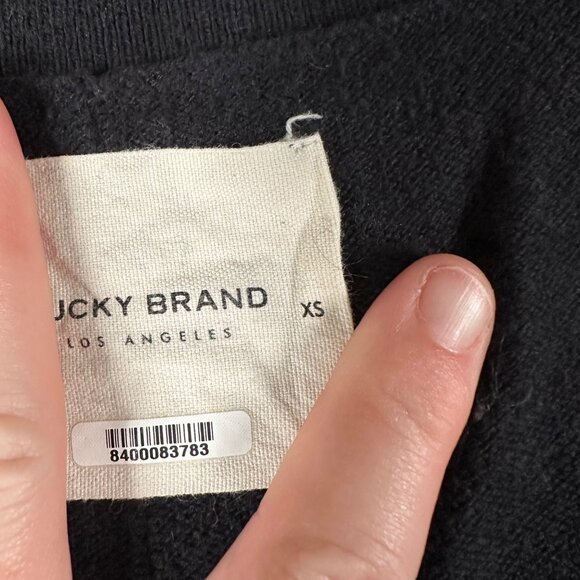 Lucky Brand Womens XS Black V-Neck Button Front Cardigan Long Sleeve Cashmere - Picture 5 of 8